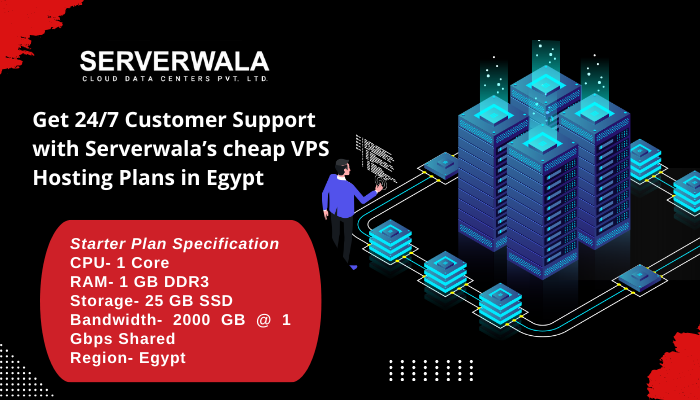 Get 24/7 Customer Support with Serverwala’s cheap VPS Hosting in Egypt