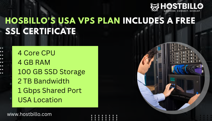 Hosbillos USA VPS plan includes a Free SSL certificate Hosbillo's USA VPS plan includes a Free SSL certificate